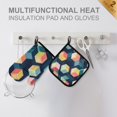 thumbnail image 4 of Yayeee Oven Mitts and Pot Holder Set of 2 Heat Resistant Kitchen Gloves Baking Hot Pad, Blue Cubes, 4 of 5
