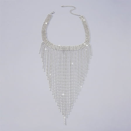 Zhuge Glistening Layered Rhinestone Choker Necklace, Waterfall Statement Jewelry with Sparkling Crystal Accents,S08