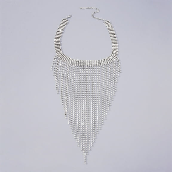 Zhuge Glistening Layered Rhinestone Choker Necklace, Waterfall Statement Jewelry with Sparkling Crystal Accents,S08