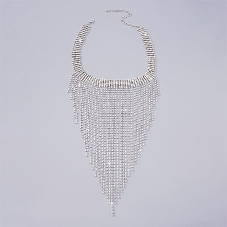 XmhyTop-A Sparkly Layered Rhinestone Chokers Necklace Rhinestone Waterfall Statement Necklace,S08