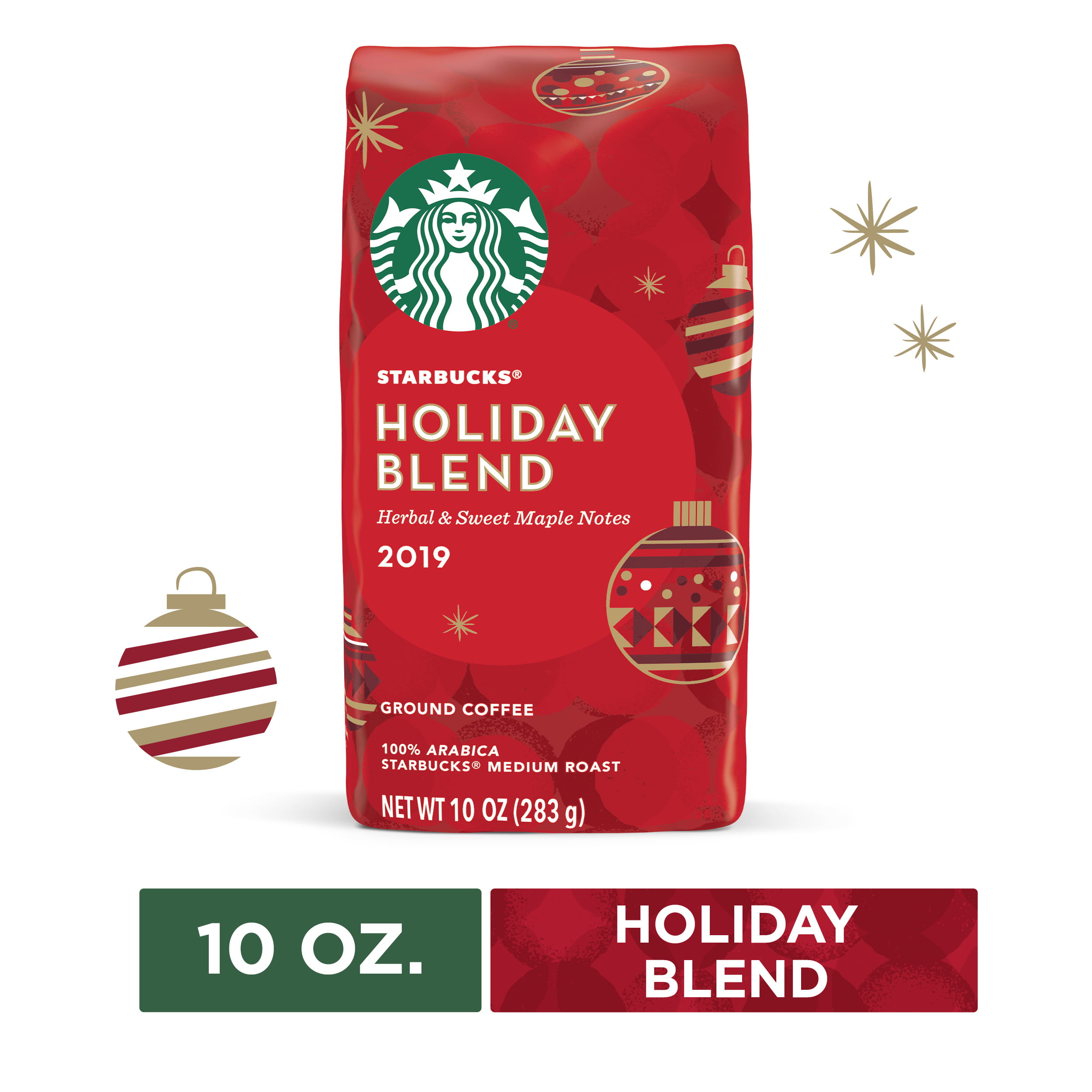 Starbucks Holiday Blend Medium Roast Ground Coffee 10 Oz Bag