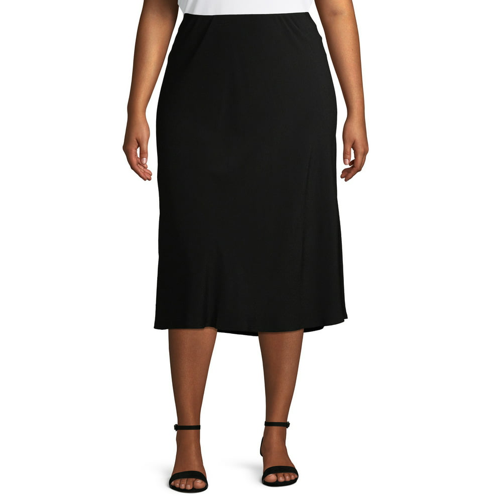 Terra & Sky - Terra & Sky Women's Plus Size Solid Slip Skirt - Walmart ...