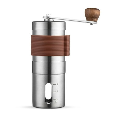 

Manual Hand Coffee Grinder with Ceramic Burr Mill Adjustable Grind Stainless Steel Body Wood Holder Built to Last Portable & Washable for Home and Camping Use