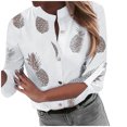 thumbnail image 1 of Blusa de manga larga con estampado de piña y cuello redondo para mujer Fridja  BV0+4099, 1 of 7