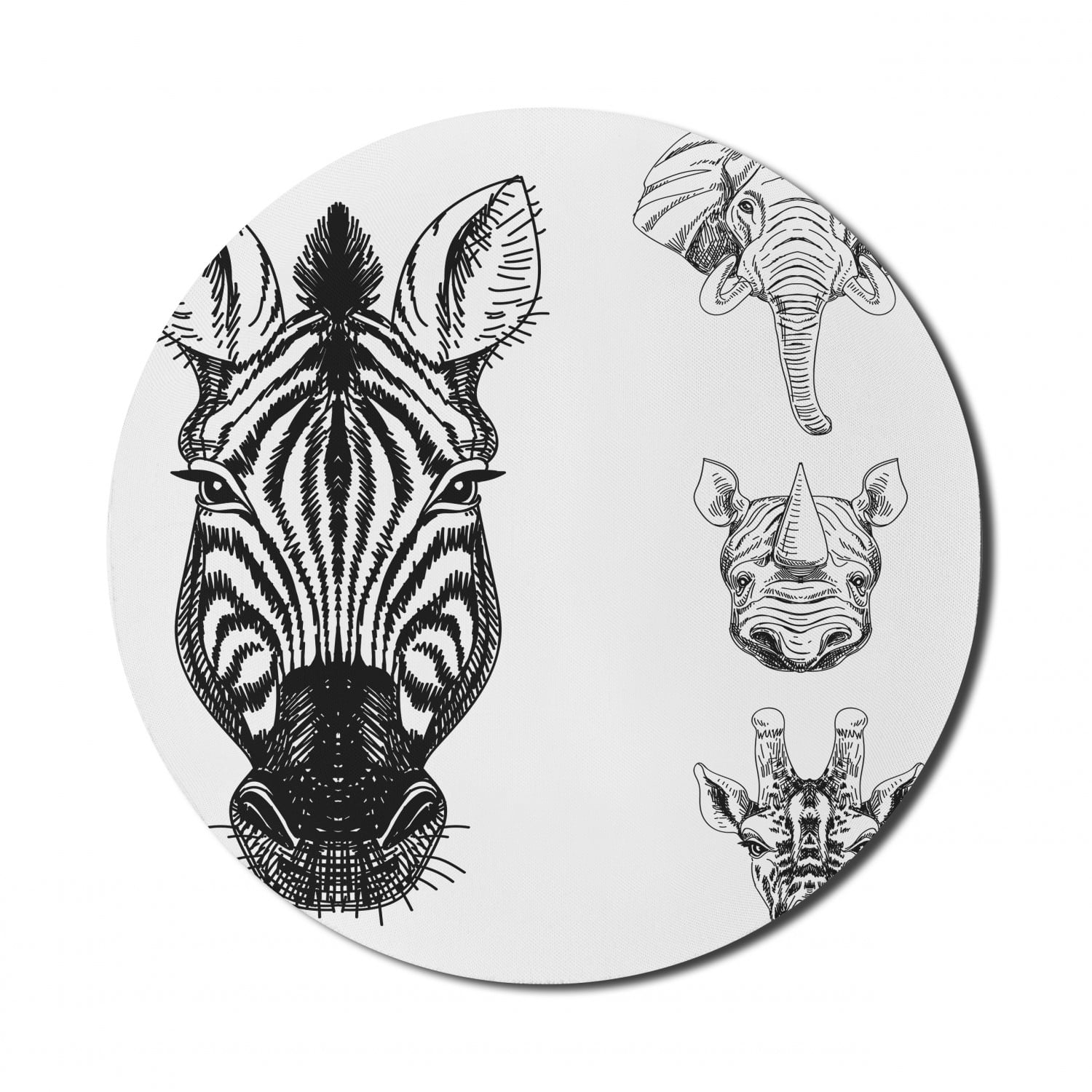 Animal Mouse Pad for Computers, Monochrome Sketch of Zebra Giraffe ...