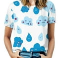 thumbnail image 1 of Pluie avec une Chance de... Hauts à Manches Courtes pour Femmes Col Rond Bretelles Creuses Streetwear Éclaboussures de Bain, 1 of 5