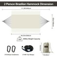 thumbnail image 4 of Brazilian Double Hammock with Tree Straps,Extra Large 94x63IN,2 Persons Hammock for Backyard Patio Outdoor Indoor,450lbs Weight Capacity,Soft Woven Cotton Fabric - Natrual White with Tassels, 4 of 10