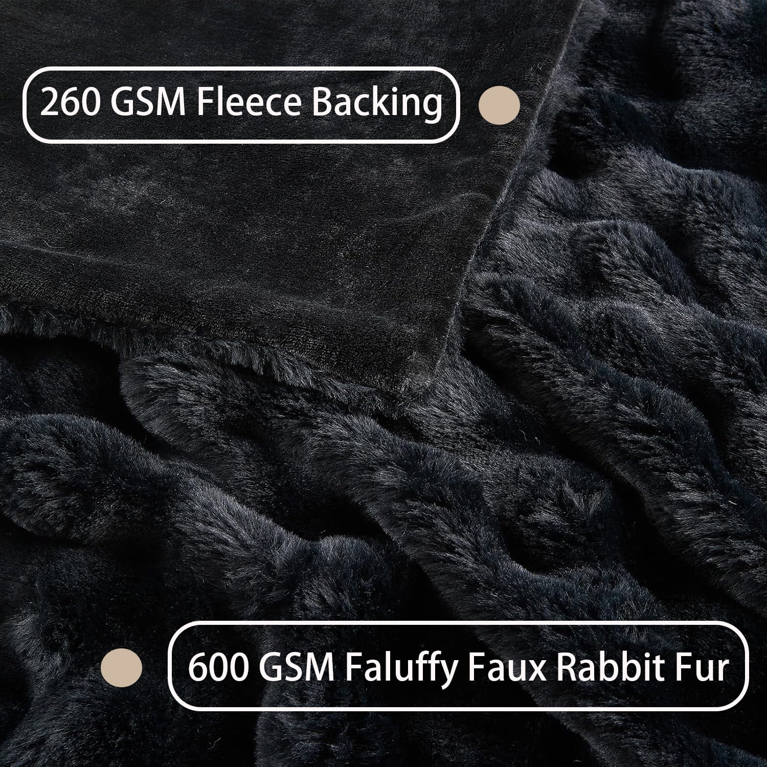 GHOUSE Fuzzy Faux Fur Blanket Fluffy Throw Blanket 50x60 inches Furry Soft Black Blanket for Couch Chair Bed