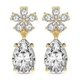thumbnail image 3 of Lab Grown Diamond Fashion Earrings | 4 Carat IGI Certified Pear Shape | Iris Bloom Flower Fashion Lab Diamond Dangle Earrings | 14K Yellow Gold&nbsp; FG-VS Quality, 3 of 5