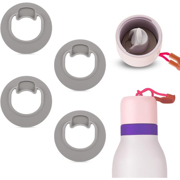 4-Pack Replacement Stopper Seals Compatible with Owala FreeSip Twist 18oz & 24oz Water Bottles, BPA-Free Silicone Leak-Proof Lid Gaskets (Gray)