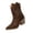 Brown, variant on Pointed Toe Block Heel, Embroidered Western Boots, Chick V Cut Booties, Retro Mid Calf Boots, Women Western Cowboy Boots Embroidered Pointed Toe Chunky Block Heel V Cut Retro Mid Calf Boots, Red 8