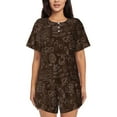 thumbnail image 1 of Balery Autumn Brown Plants Conjunto de Pijama para Mujer con Estampado, Dos Piezas de Manga Corta y Shorts, Ropa de Dormir Suave con Cuello Redondo y Bolsillos-Small, 1 of 6