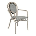 thumbnail image 2 of Emma + Oliver Indoor/Outdoor Stacking Thonet Bistro Style Chair with Arms, Black & White Textilene Seat and LT Natural Bamboo Finished Metal Frame, 2 of 15