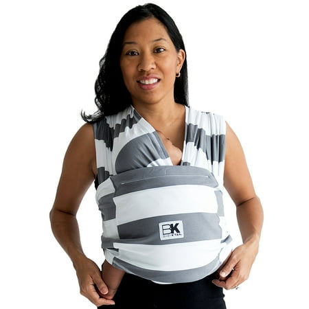 Baby K'tan PRINT Baby Carrier in Charcoal Stripe - (Best Baby Carrier For Back Support)