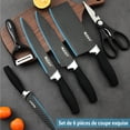 thumbnail image 4 of MDHAND 6-Piece Kitchen Knife Set, High Carbon Stainless Steel Chef Knives with Diamond Texture Blades and Ergonomic Wooden Handles, Cooking Knife Set with Scissors & Gift Box, 4 of 8