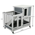 thumbnail image 4 of Pefilos 37" Wood Rabbit Hutch Rabbit Cage Bunny Hutch Large Bunny Cage Indoor Outdoor Two Story Guinea Pig Hamster Hutch Rabbit House Pet with No Leak Trays - 4 Casters Include Hen House, Gray, 4 of 15