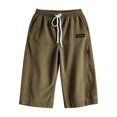 thumbnail image 5 of Corduroy Capri Pants for Women Summer Elastic Waist Drawstring Wide Straight Leg Casual Cropped Pants with Pockets, 5 of 6