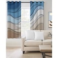 thumbnail image 2 of Blue Brown Blackout Curtains for Bedroom Living Room Darkening Curtains 84 Inch Length 2 Panels Set Gradient Geometric White Water Stripes Modern Window Curtain Window Treatment Drapes 52"x84", 2 of 9