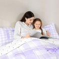 thumbnail image 4 of Manfei Purple Dreamy Bowknot Initial D Queen Comforter Set,Classic Grid Geometric Comforter Sets Queen,Reversible,3pcs,1 Comforter and 2 Pillowcases, 4 of 7