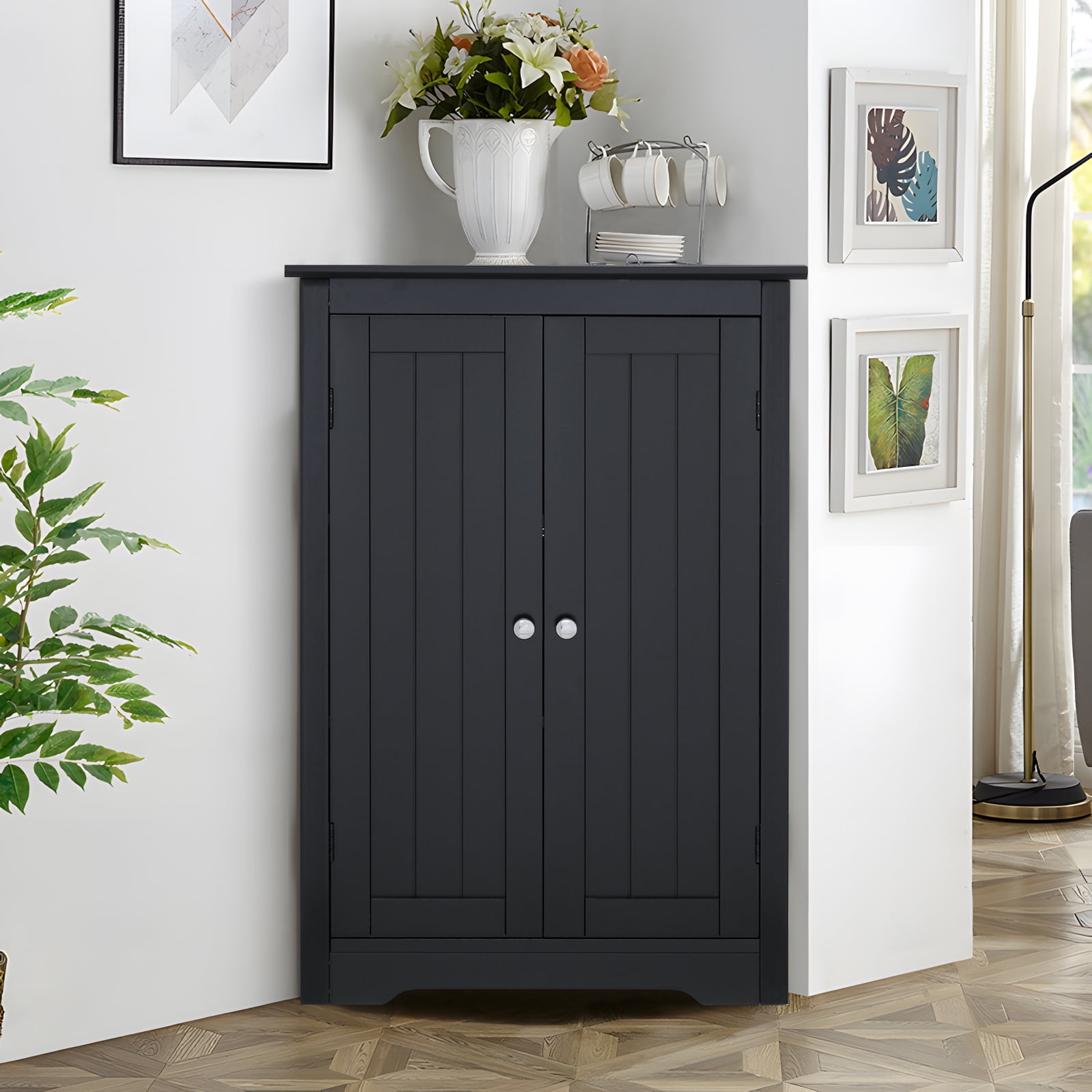 Iwell Corner with 2 Doors and Storage Shelves, FreeStanding