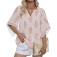 thumbnail image 5 of Womens Boho Tops 3/4 Sleeve V Neck Cotton Tunic Flowy Shirt – Casual Loose Fit Summer Bohemian Peasant Blouse,M, 5 of 5