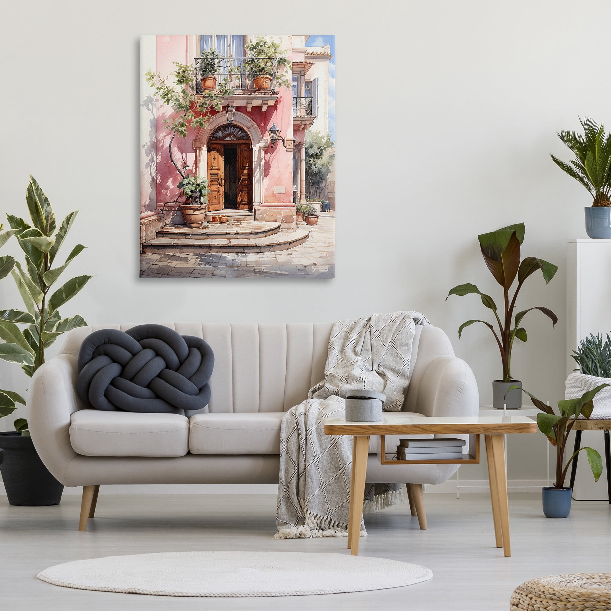 Stupell Industries European Building Doorway Travel & Places Painting Gallery Wrapped Canvas Art Print Wall Art, 36 x 48