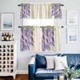 thumbnail image 5 of Watercolor Purple Vineflowers Petals Curtain Tier and Valance Set 3 Piece, Yellow Wood Board 3-inch Rod Pocket Window Tier Curtains Valance for Kitchen Living Room, 5 of 9