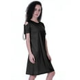 thumbnail image 2 of Moomaya Cold Shoulder T-shirt Dress Round Neck Casual Knee Length Summer Dresses For Womens, 2 of 7