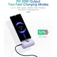 thumbnail image 3 of Mini Power Bank for Android, 5000mAh Mobile Phone USB C Portable Charger,20W PD QC 3.0 Battery Pack with LED Display Compatible with USB C Phones-Samsung Galaxy, Pixel, Moto, LG and More(Purple), 3 of 6
