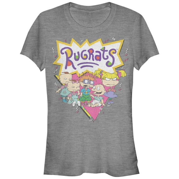 Junior's Rugrats Retro Characters Graphic Tee Athletic Heather X Large