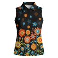 thumbnail image 4 of XIAONU Women Floral Print Polo Tank Zip Collar Sleeveless Athletic Golf Top, 4 of 4