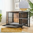thumbnail image 3 of Gzxs Indoor Dog Crate Furniture for Medium&Small Dogs, Decorative Pet House End Table, Wooden Cage Kennel with Soft Cushion and Removable Tray, 32.8"L x 22.11"W x 26.26"H, Rustic Brown, 3 of 7