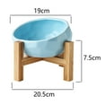 thumbnail image 2 of Slanted Ceramic Dog Cat Bowl with Wooden Stand, Tilted Bulldog Food Water Bowl No Slip Non-Spill BLUE, 2 of 5