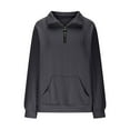 thumbnail image 4 of ZHYou Women Cable Knit Sweaters,Pullover,Half Zip Neck,Front Pocket Soft Stretchy Comfortable Casual Tops,Dark Gray,Size XL, 4 of 6