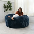 thumbnail image 2 of CC Home Furnishings Large Plush Faux Fur Ribbed Bean Bag Chair - 60" - Midnight Blue, 2 of 6