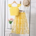 thumbnail image 5 of Bainana Girls 2 Pieces Casual Set Summer Outfit Solid Color Sleeveless Tank Top With Floral Print Mesh Skirt Stylish Fit Playwear Teen Girls Breathable Clothing Set Yellow Size 9-10 Years, 5 of 9