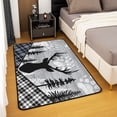 thumbnail image 2 of Erosebridal Rustic Elk Deer Area Rug,Checkered Buffalo Plaid Indoor Floor Mat 5x7 for Bedside,Woodland Wildlife Animal Paw Print Carpet,Blue Black Grid Lattice Patchwork Accent Rug Set for Bedroom, 2 of 6