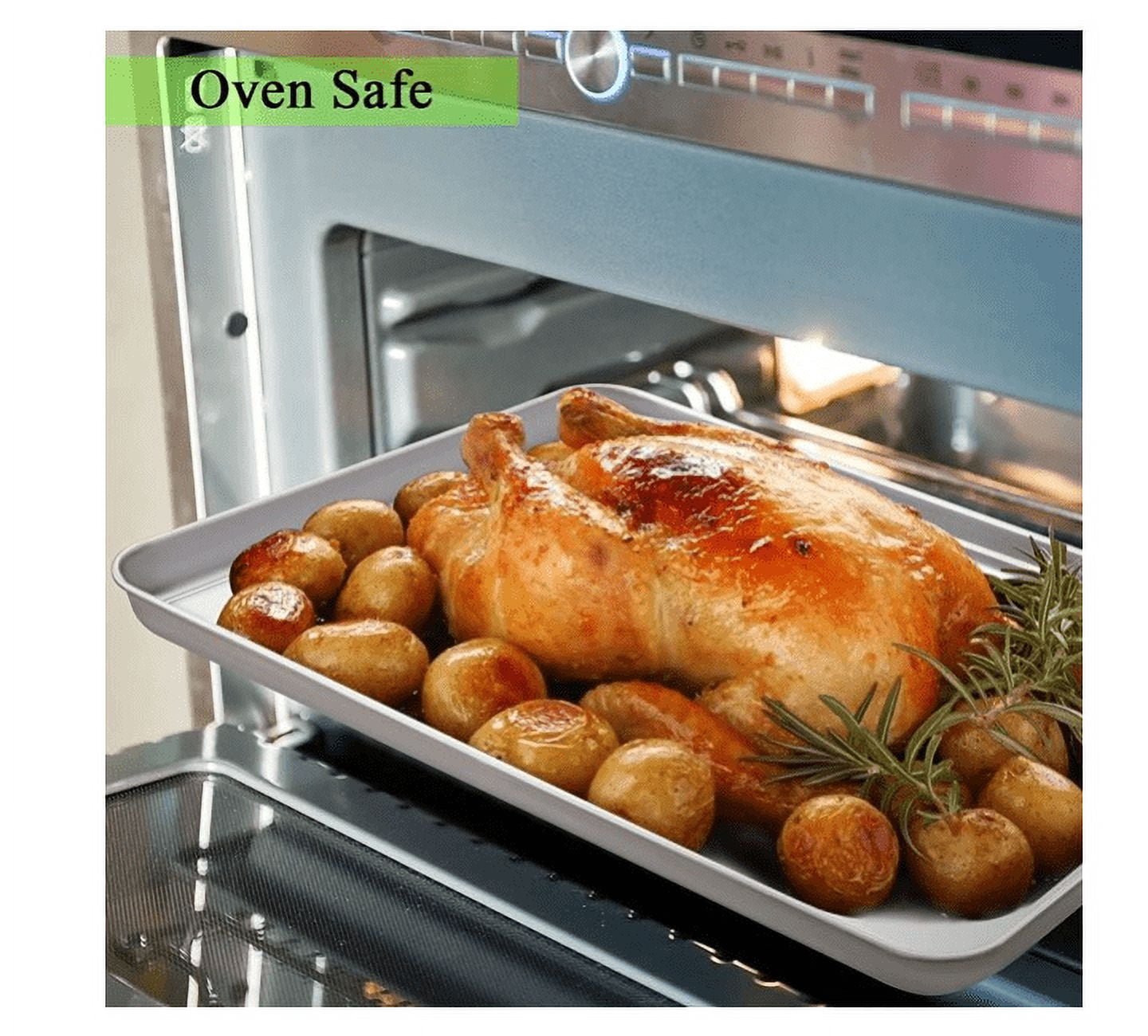 Baking Sheet Cookie Sheet Set of 3, Topboutique Stainless Steel Baking Pans Tray, Non Toxic & Healthy, Mirror Finish & Rust Free, Easy Clean & Dishwasher Safe （10"+12"+16"）Perfect for Christmas