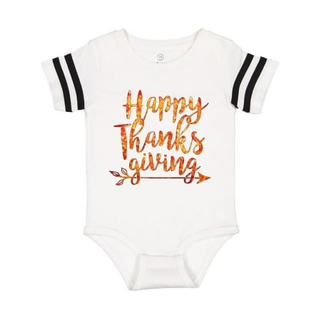 

Inktastic Happy Thanksgiving with leaf arrow in fall colors Gift Baby Boy or Baby Girl Bodysuit