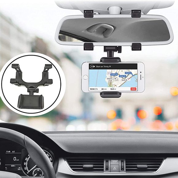 Rear View Mirror Cell Phone Holder