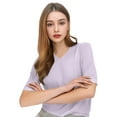thumbnail image 6 of Soft Wool Blend V-Neck Sweater for Women 2025 Spring Fashion Short Sleeve Top Thin Knit Business Casual Pullover Purple L, 6 of 7