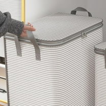 Storage Bins with Lids,Foldable with Zipper and Handle Closet Space Saver Stackable Storage Containers Moving Boxes Organizer for Clothes Outdoor Bedding Blankets Pillows Quilt