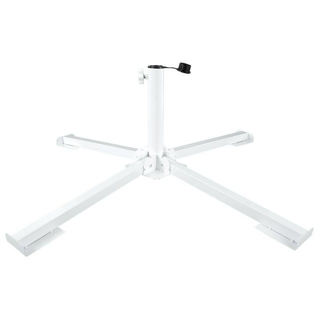 Parasol Extérieur Portable Réglable Base Pliable en Métal Jardin Parasol Stand Support Parasol Transversal Patio Parasol Parasol pour Plages Cour Blanc
