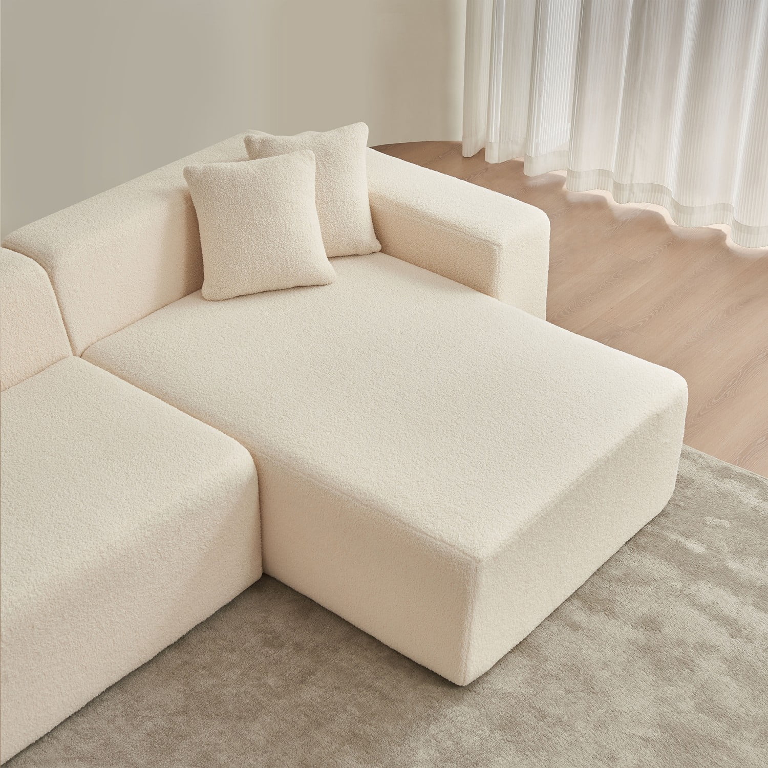 Gewnee Luxury Lambswool Modular L-Shape Sofa with Chaise - for Living Room