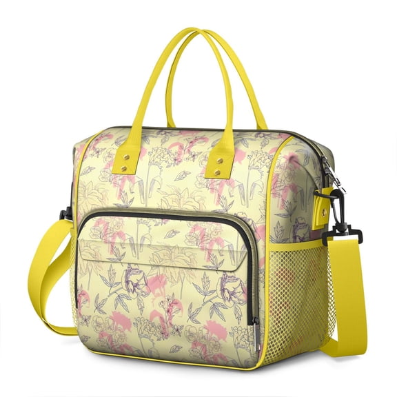 Pioneer Flower Floral Print Pattern Womens Lunch Box for Work,Insulated Large Lunch Bag for Tween and Teen,Loncheras Para Mujer,Leakproof Adult Lunch Bag for Work,Beach,Travel,Picnic,Camping