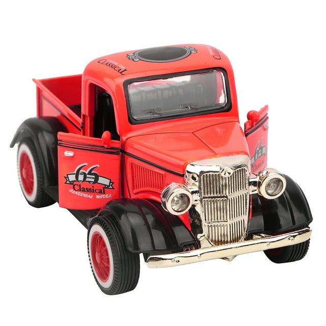 Camioneta de juguete de aleación con retroceso, modelo de camioneta, juguete fundido a presión, sonido y luz, vehículo de juguete (rojo)