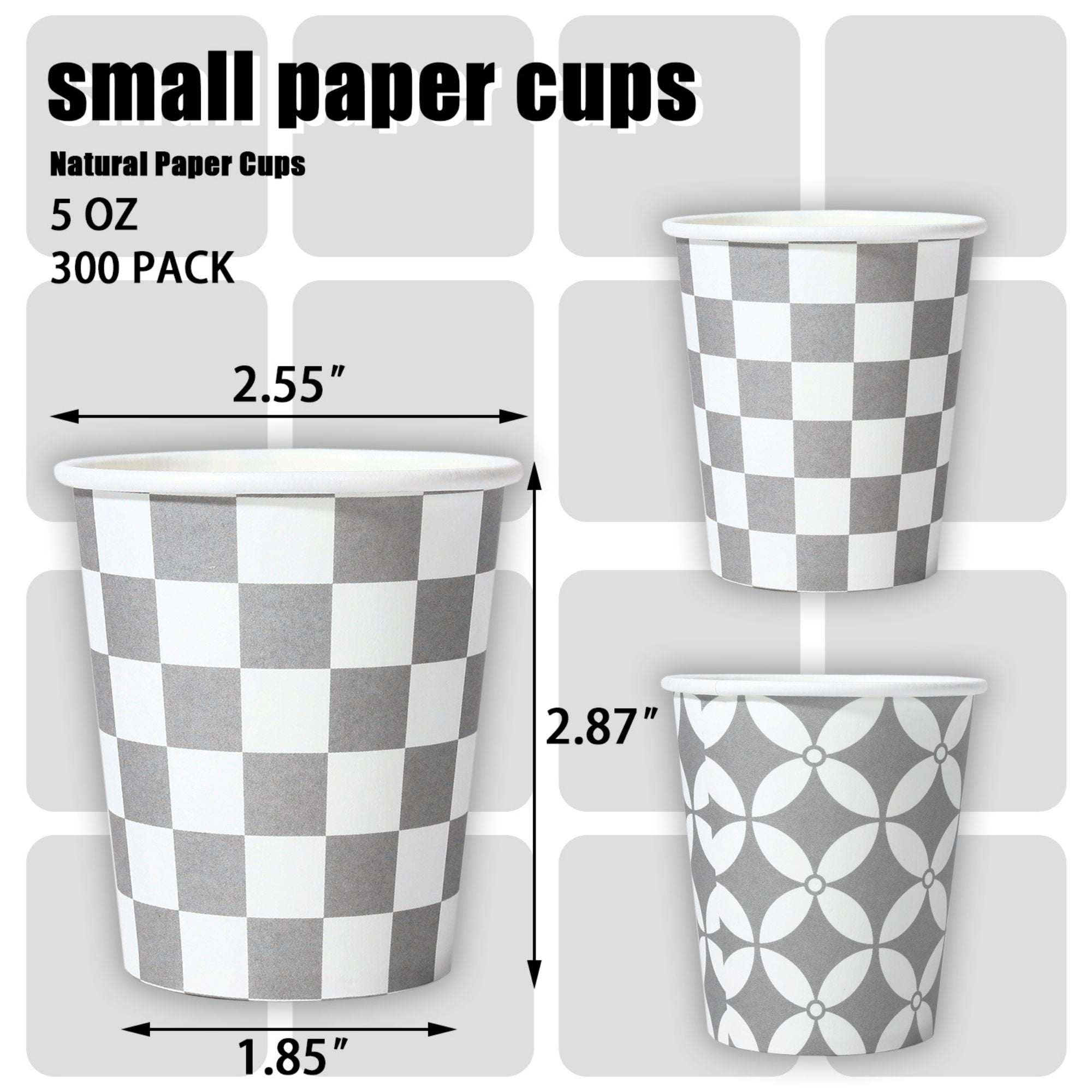 Lamosi Disposable Paper Cups Gray Small 5 oz Cups, 300 Count