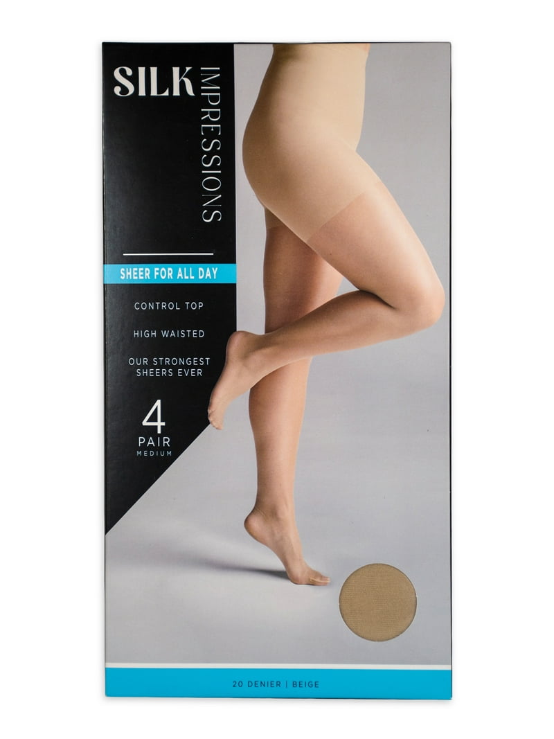Silk Impressions Women's Control Top Pantyhose, 20 Denier Sheer, 4