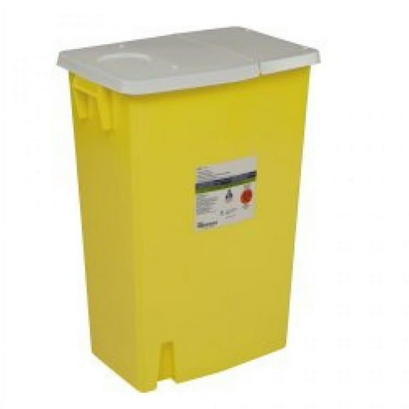 SharpSafety Chemotherapy Waste Container, 18 Gallon, Yellow, Hinged Lid, 1 Count