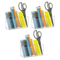 Mind Reader Pen and Accessories Holder, Desktop Organizer, Makeup Organizer, Office, Acrylic, Set of 3, Clear
